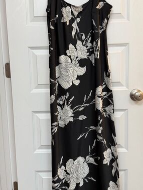 a new day Black Maxi Dress with White Floral Outline